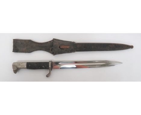 WW2 German K98 Police/Fire Parade Bayonet 9 3/4 inch, single edged, plated blade. &nbsp;Narrow fuller. &nbsp;Forte with maker