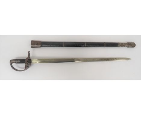 Rare Jacobs Double Barrel Carbine Sword Bayonet Circa 1860 30 1/4 inch, double edged blade. &nbsp;Double, narrow fullers to t