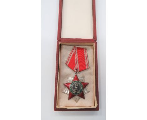 Bulgaria Order of People's Liberty silvered and enamel double star with date 1941-1944. &nbsp;Ribbon mounted. &nbsp;Complete 