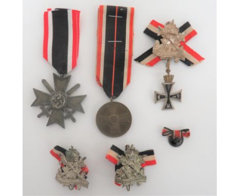 Small Selection of Third Reich German Medals including War Merit Cross with swords ... War Merit medal ... German Old Comrade