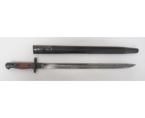 1916 Dated SMLE Bayonet In Double Seam Scabbard 17 inch, single edged blade with sharpened back edge point. &nbsp;Fuller. &nb