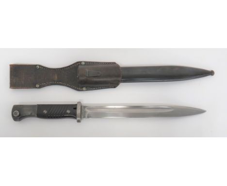 Third Reich German K98 Mauser Bayonet and Frog 9 3/4 inch, single edged blade with fuller. &nbsp;The forte marked "42 CVR" an