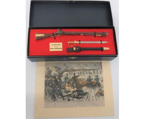 Royal Armouries Museum Miniature Baker Rifle realistic model of a Baker rifle and bayonet with scabbard. &nbsp;11 1/2 inches 