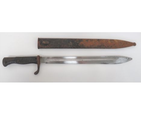 Imperial German M1898/05 Butcher Bayonet 14 1/2 inch, single edged blade widening towards the point (minor blunting). &nbsp;L