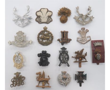 Small Selection of Military Badges cap include silvered, Prince of Wales Light Horse ... White metal P.W.O. Regt of Cape Peni
