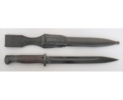 WW2 K98 Mauser Bayonet With Matching Numbers 10 inch, blackened, single edged blade with fuller. &nbsp;The forte marked "43 F