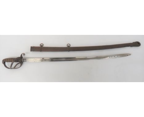 Scarce 1821 Pattern Light Cavalry Trooper's Sword 35 1/2 inch, single edged, slightly curved blade with large fuller. &nbsp;S