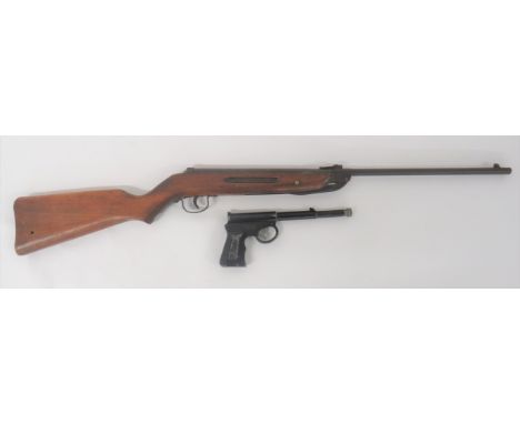 Two Vintage Air Guns consisting "Diana" Mod 25, .177 air rifle. &nbsp;15 3/4 inch, hinged barrel. &nbsp;Rear, tubular spring 