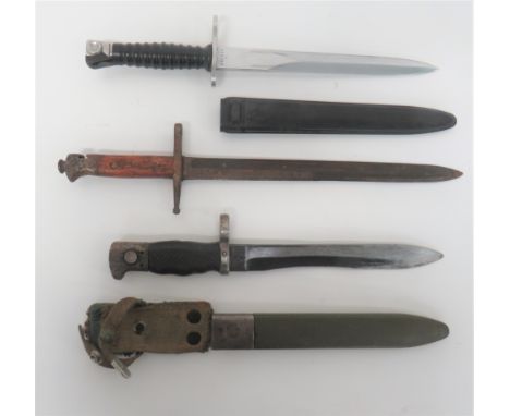 Three Various Continental Bayonets consisting Italian M1891/97 Carcano Truppi Speciali. &nbsp;11 1/2 inch, single edged blade