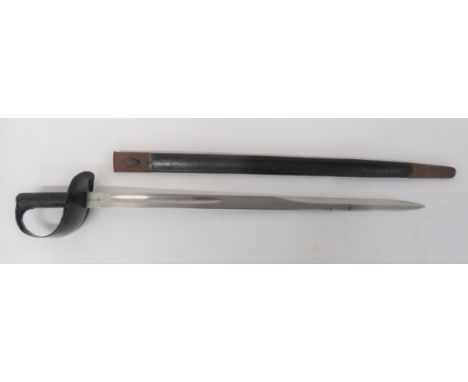 British Royal Navy 1899 Pattern Cutlass 28 inch, single edged blade with sharpened back edge point. &nbsp;Short narrow fuller