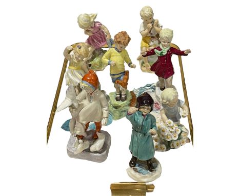 Nine Royal Worcester Freda Doughty months of the year figures.
