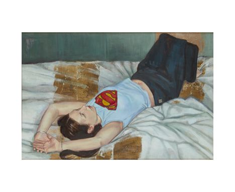[§] STEPHEN SHANKLAND (SCOTTISH CONTEMPORARY)  SUPER HERO   2004, signed and inscribed with title verso, oil on board  31cm x