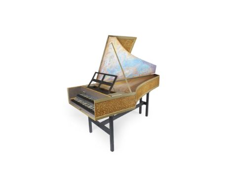 [§] JOHN CRAXTON R.A. (BRITISH 1922-2009)  PAINTED HARPSICHORD, DATED 1976   Oil on harpsichord case, signed and dated '76 on