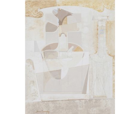 [§] JAMES CUMMING R.S.A. R.S.W. (SCOTTISH 1922-1991)  BASQUE CRUCIBLE AND CARAFE   Signed, gouache  47cm x 36.5cm (18.5in x 1