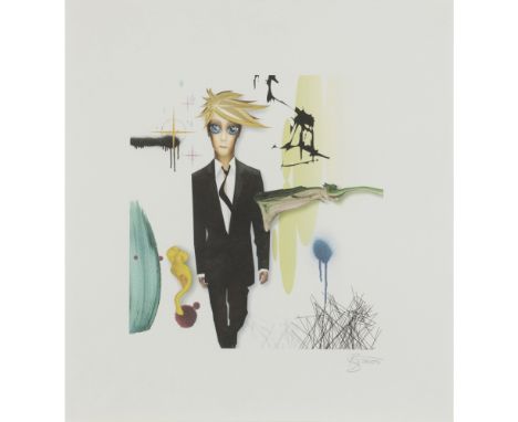 REX RAY (AMERICAN 1956-2015)  ARTWORK FOR BOWIE'S 'REALITY' ALBUM   Signed and dated 2003 by Bowie in pencil to margin, offse