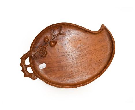 A Chinese carved hardwood tray, 40.5cm wide, and a carved panel depicting a man fighting a panther, 35cm wide (2)