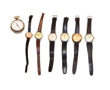 Four gents manual wristwatches, two with dates windows, signed Accurist, Seconda, Blanco and Orris; together with a silver pl
