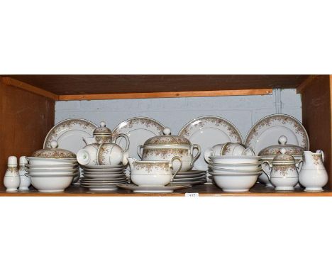 A Noritake ''Ireland Morning Jewel'' pattern tea and dinner service, including three tureens and a coffee pot (one shelf)