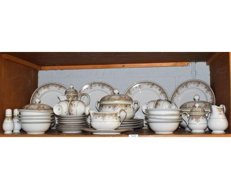 A Noritake ''Ireland Morning Jewel'' pattern tea and dinner service, including three tureens and a coffee pot (one shelf)