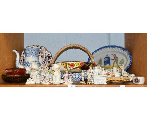 A quantity of assorted ceramics and glass to including Victorian fairings, Pearlware coffee pot, studio glass dishes, pair of