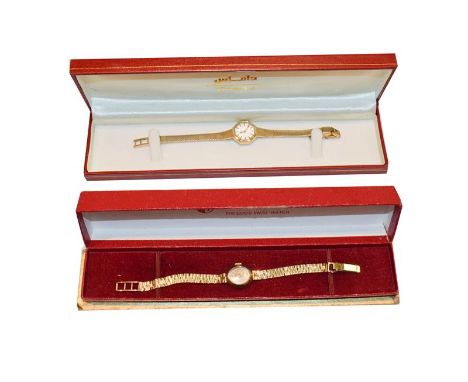 A lady's 9 carat gold Rone wristwatch, part watch bracelet with links stamped 9ct, eight other lady's wristwatches, and a Jun