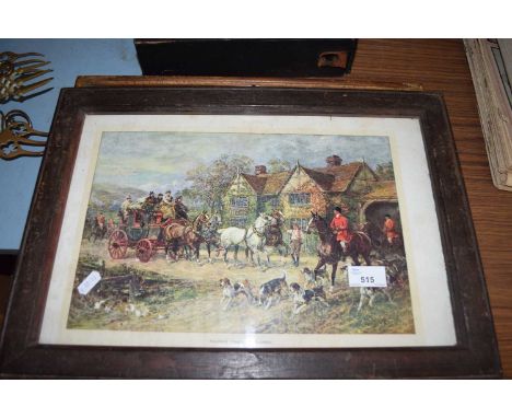 FRAMED MAP OF NORFOLK AND A HUNTING PRINT (2)