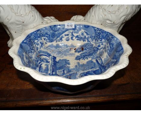 A large vintage Copeland Spode 'Italian' pattern blue and white Bowl, 13" diameter.