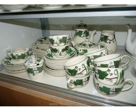 A quantity of Wedgwood Napoleon Ivy pattern china to include nine cups and saucers, teapot, coffee pot, seven large plates, s