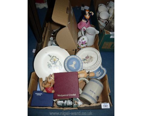 A quantity of china to include Wedgwood, child's breakfast bowl and plate, Goebel lidded tankard, etc.