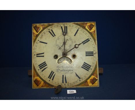 A longcase Clock Mechanism, eight day, by Thomas Lashmore, Southampton