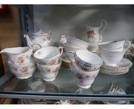 A part New Chelsea tea service in Cherry Blossom design, six each saucers and side plates, four cups, one a/f,milk jug and su