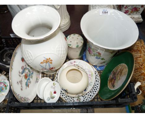 A quantity of china including Royal Winton vase, Purbeck ceramics small vases, Royal Worcester trinket pot, display plates, e