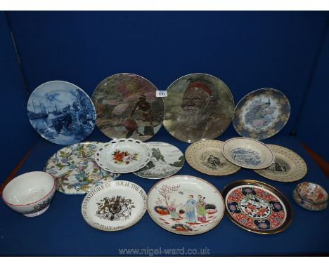 A quantity of miscellaneous plates to include Fenton bread platter, Two Royal Doulton depicting Australian and African scenes