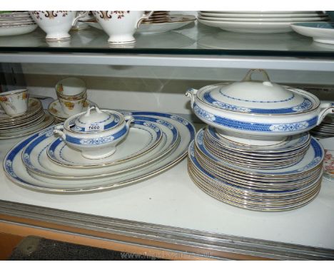 An F. Winkle &amp; Co, Whieldon ware 'Beverley' blue and white part Dinner service including three graduated oval serving pla