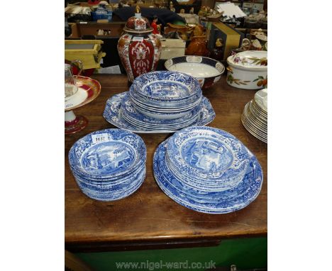 A Spode Italian part Dinner service including seven dinner plates, tea plates, side plates, two salad plates, seven large sou