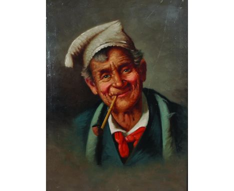 F… Vitali (19th Century) Italian.Head of a Man Smoking a Pipe, Oil on Canvas, 13.5” x 10”, and the companion piece, Portrait 