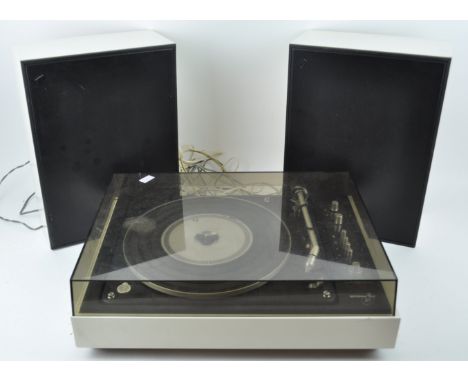 A Bang &amp; Olufsen Beogram 1500 record player and two 1001 Beovox speakers