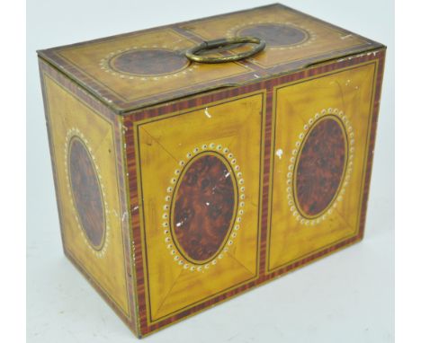 A Will Crawford &amp; Sons biscuit tin, in the form of an 18th century tea caddy, 12cm x 15.5cm x 9cm