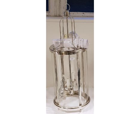 Four-light hanging metal lantern of circular form, height 93cm (VAT payable on hammer) 