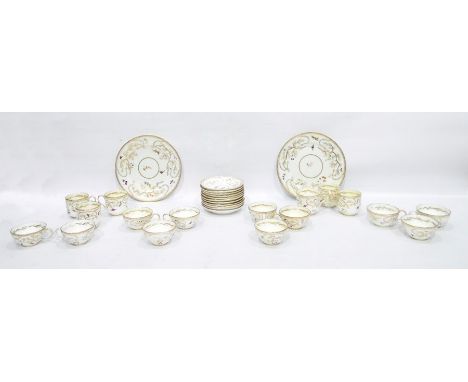 Part tea and coffee service decorated on a white ground with fruit and insects in gilt decoration