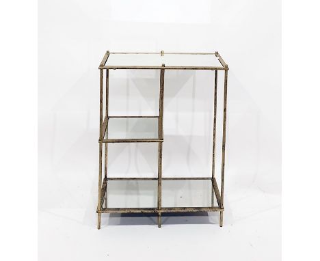 Gilt metal display shelf with mirror glass panels, width 61cm 