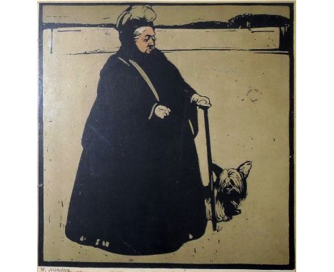 After William Nicholson (1872-1949)Woodcut print Queen Victoria, 24cm x 22cm 