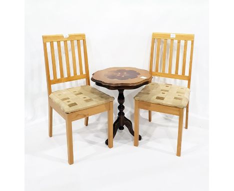 Oak rectangular top draw-leaf dining table&nbsp;on turned legs with&nbsp;a pair of beech splatback dining chairs&nbsp;and a r