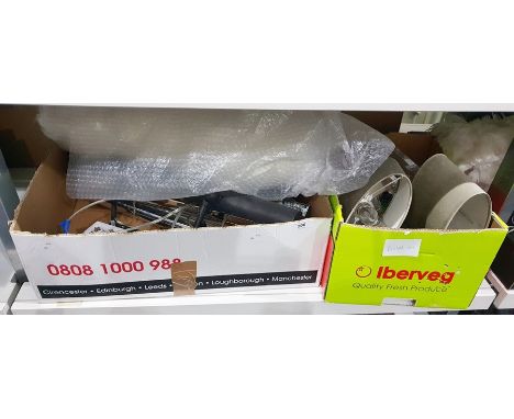 Two boxes of miscellaneous lighting to include wall lights 
