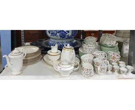 Paragon china teapot and coffee pot, Hammersley & Co teapot, milk jug, sugar bowl, serving tray and small quantity of dinner 