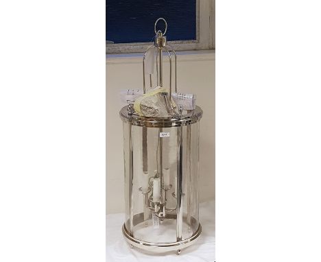 Four-light hanging metal lantern of circular form, height 93cm (VAT payable on hammer) 
