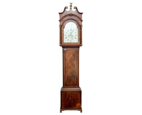 A LATE 18TH CENTURY INLAID MAHOGANY LONGCASE CLOCK, by James Evill of Bath, with eight-day movement, the arched and silverise