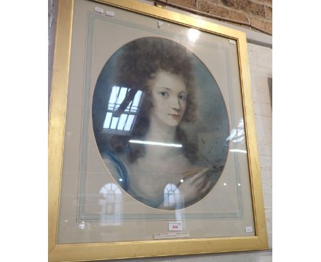 ENGLISH SCHOOL, 19TH CENTURY A head and shoulders portrait of a woman, said to be Arbella Winter, depicted holding paper and 