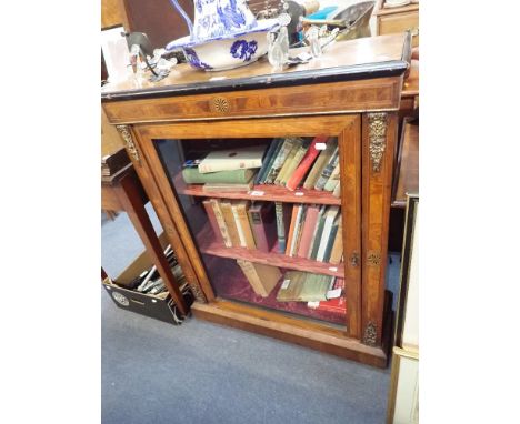 A VICTORIAN MAHOGANY PIER CABINET with ormolu mounts, 79cm wide and a Vintage tin trunk