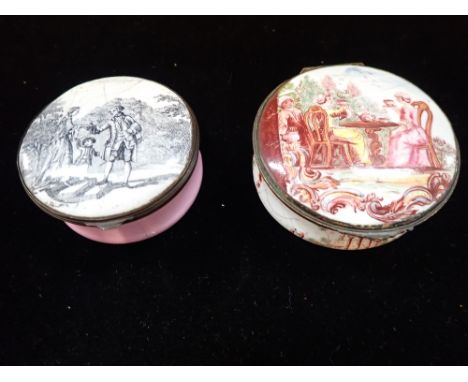 AN 18TH CENTURY FRENCH ENAMEL BOX and another similar (2)